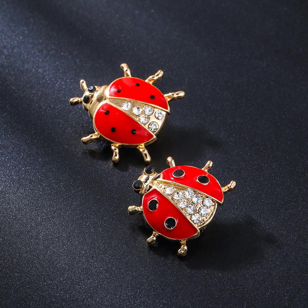 Weiman Red Insect Ladybug Brooches Luxury Women Fashion Rhinestone Crystal Gold Plated Alloy Customize Designer Brooch Pins