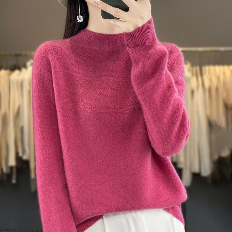 Women's Cashmere Sweater Qinghe Cashmere 30% Cashmere 70% Wool Women's Autumn and Winter Cashmere Pullover Soft and Warm