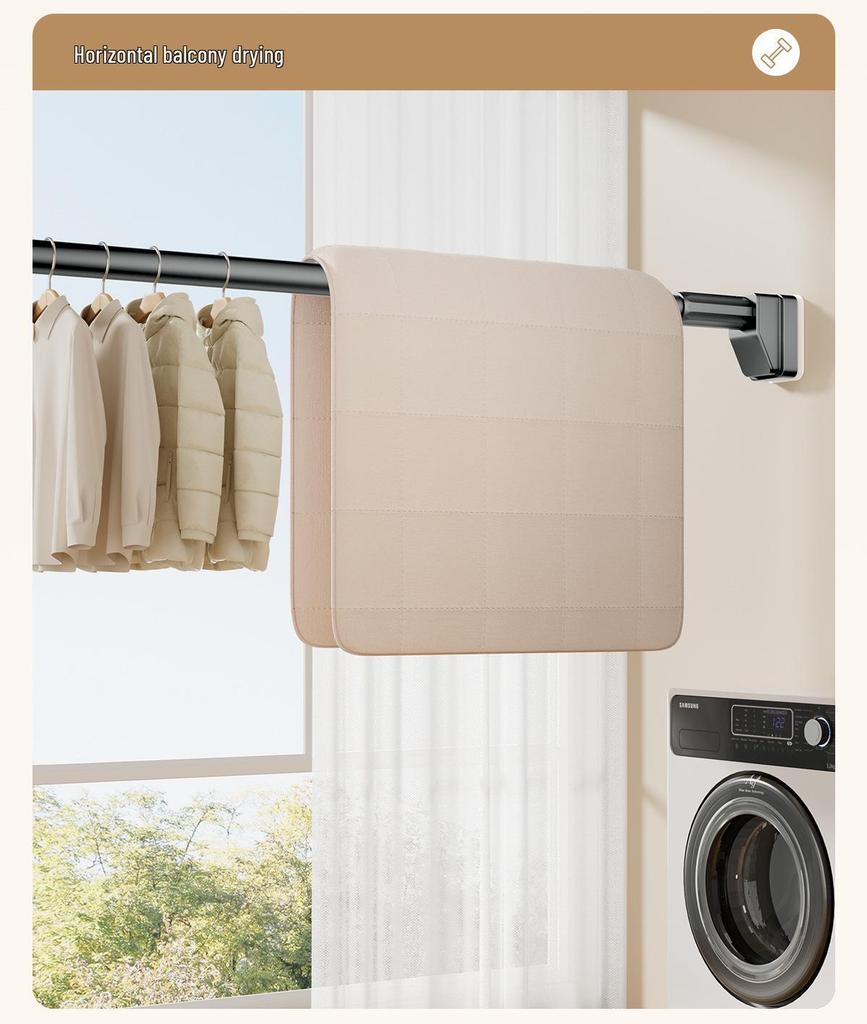 Telescopic Clothes Rod – No-Punch Installation for Balcony, Bedroom, Curtains, Dorm, or Wardrobe