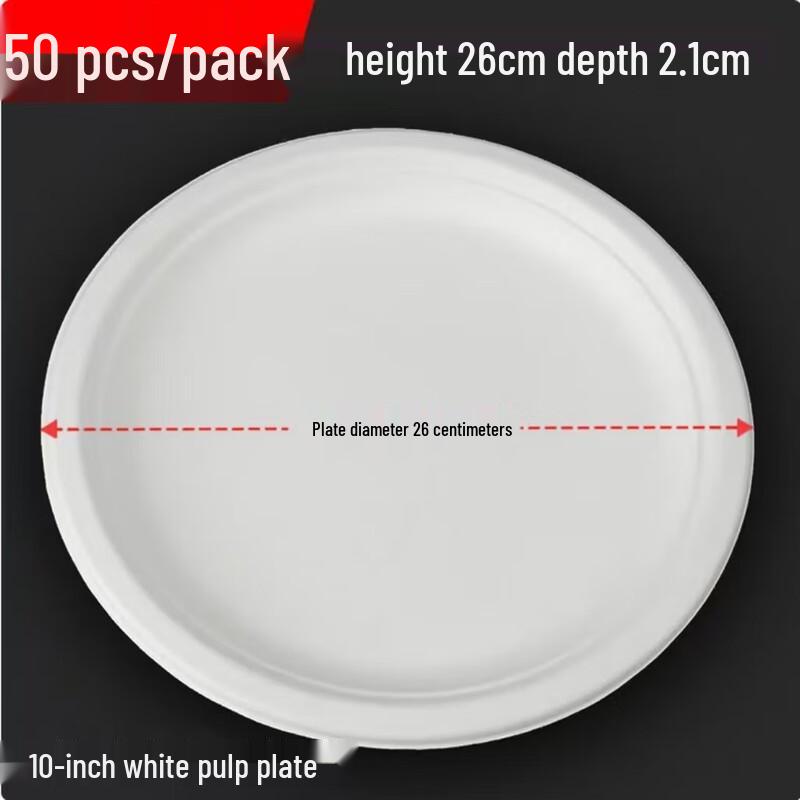 Taishun 10-inch Biodegradable Round Paper Plates, 50 Count