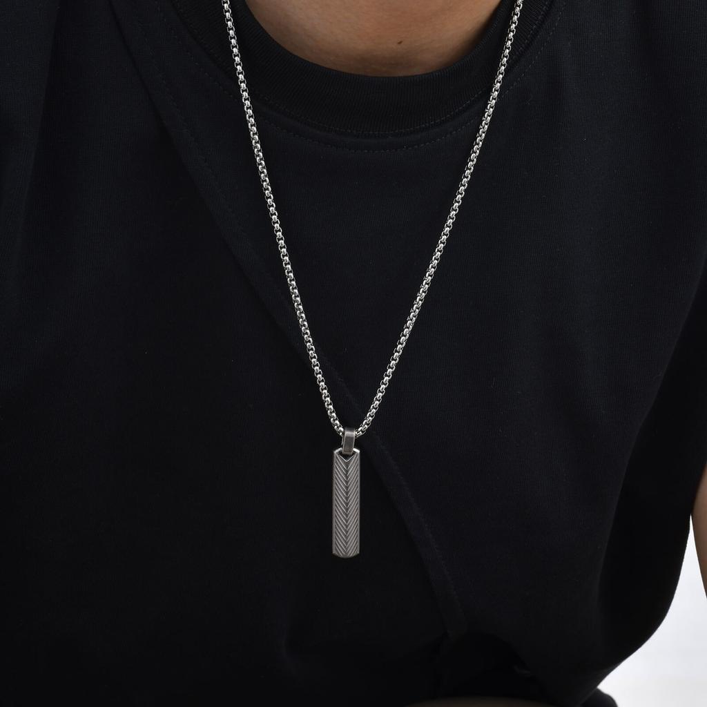 Vnox Men's Punk Vertical Pendant Necklaces, Stainless Steel Long Bar Retro Collars, Male Simple Casual Jewelry Gifts for Him