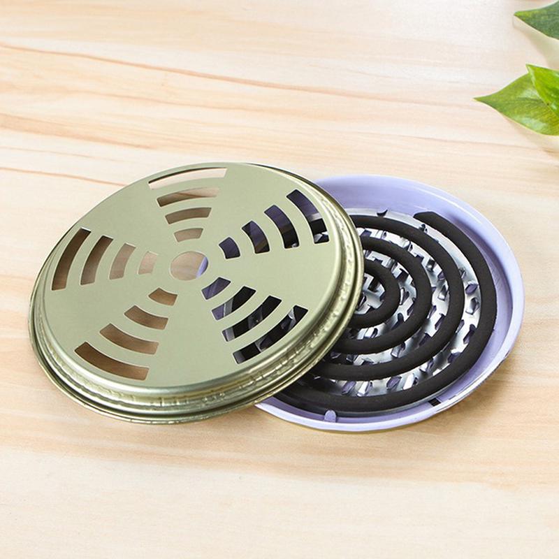 Metal Iron Mosquito Box Coil Holder Coil Repellent Incense Rack Plate With Cover