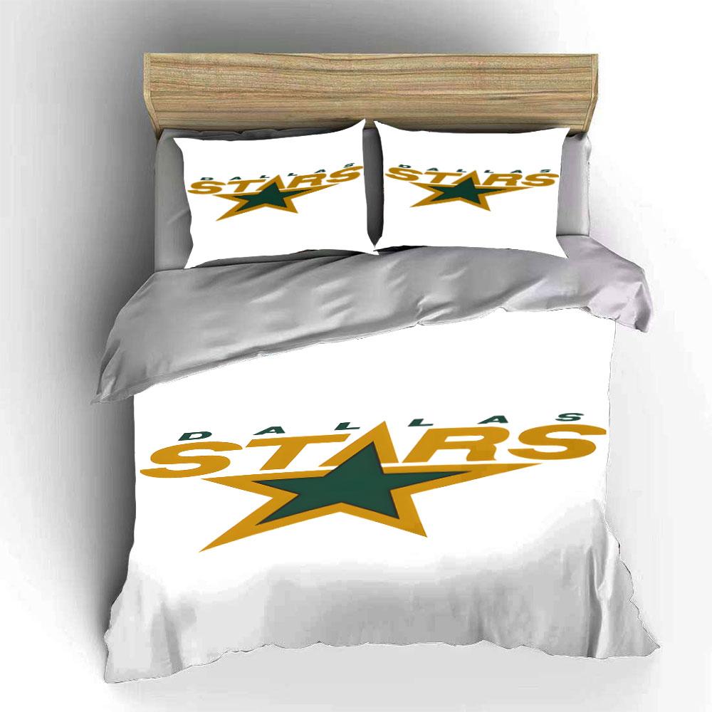 Dallas Stars Green and Gold Logo Design Print Bedding Set Duvet Cover Pillowcases (1* Duvet Cover 2* Pillowcases Do Not Include Comforter)