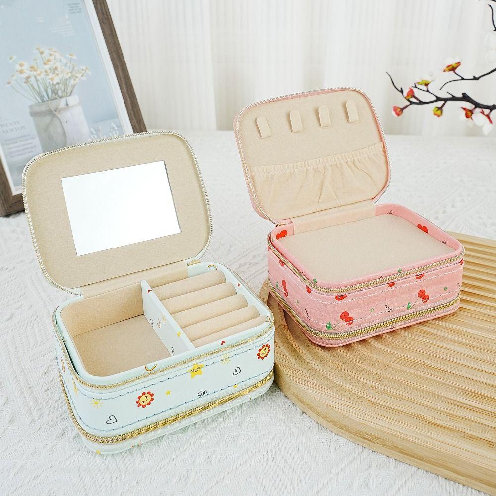 

Rings Necklace Jewelry Packing Bag PU Leather Jewelry Display Box Travel рожевий