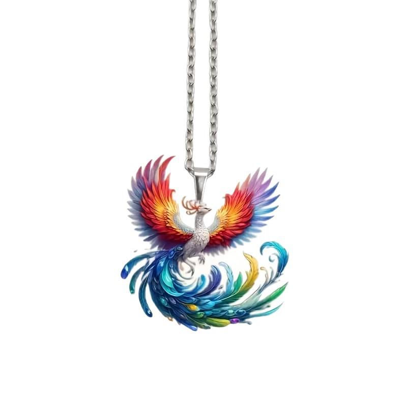 Cross-border new colorful phoenix earrings, flat acrylic high-end elegant bohemian angel wing necklace
