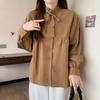 Korean Autumn 2025 Women's Versatile Ruffled Collar Lace-up Shirt