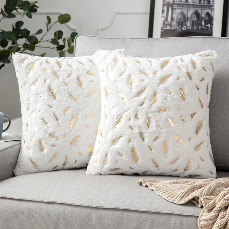 1Pc Plush Thick Leaf Pattern Soft Cushion Covers Sofa Couch Pillow Pillowcase 43x43CM