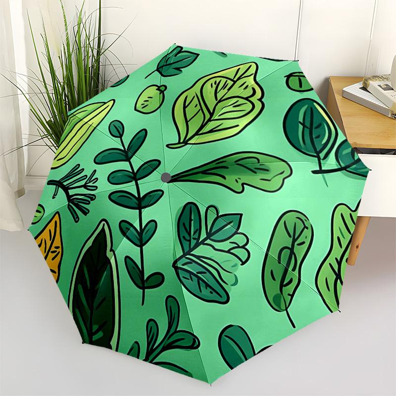 1pc Leafy Greens Pattern Automatic Open/Close Umbrella - Compact Travel Umbrella, Gift for Birthdayyy251208161