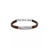 Jewels Silver Stainless Steel With Brown Recycled Leather Bracelet JM525AVE37 For Men