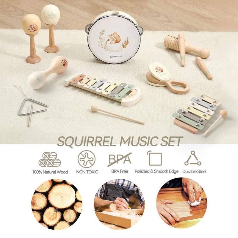 Musical Instruments Wooden Montessori Toys Xylophone Rattle Drumbaby Music Enlightenment Educational Toys Kid Christmas Gifts