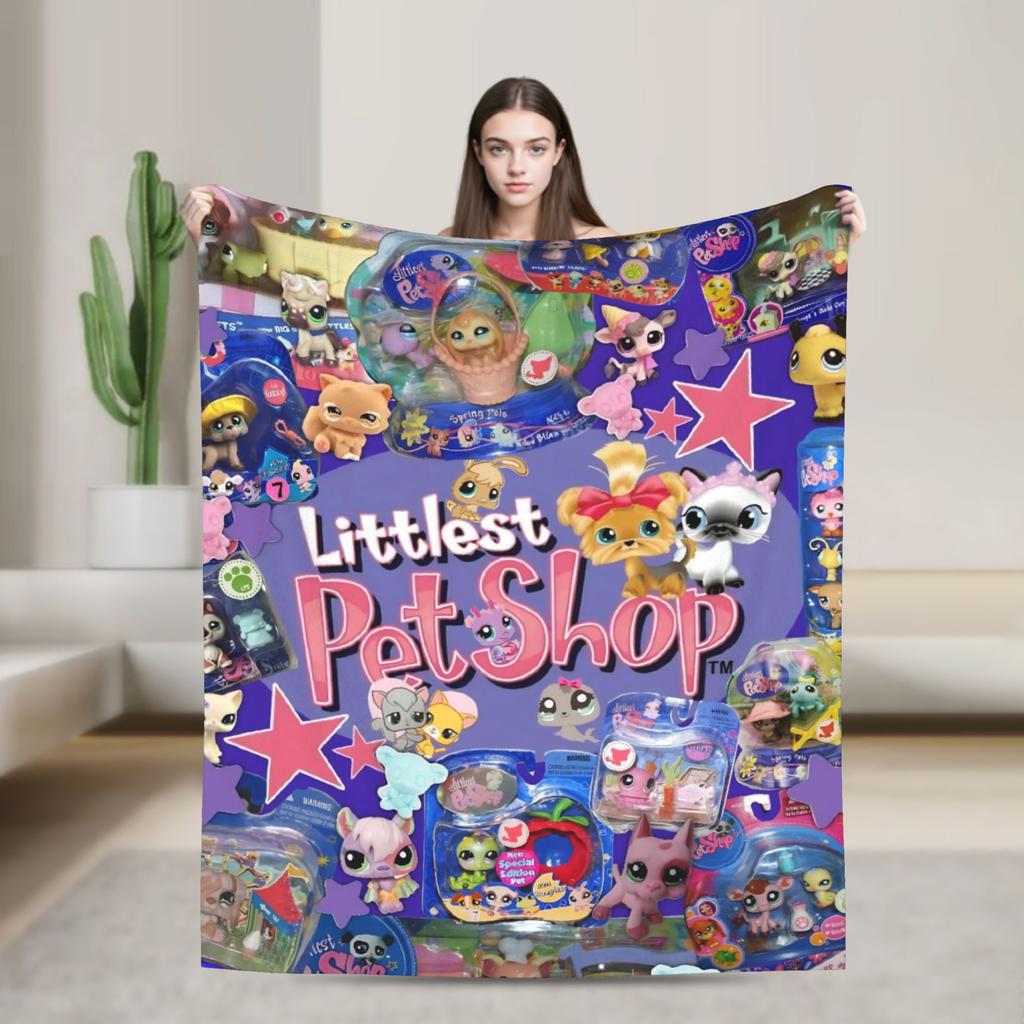 Warm Soft Blanket Camping Littlest Pet Shop Throw Blanket  Flannel Bedspread For Outdoor Novelty Sofa Bed Cover