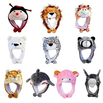 Cartoon Plush Moving Hat Animal Movable Ears Airbag Cap Funny Toys Animal Hat Headgear  Winter