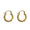 European Cable Knit Texture Gold Plated Titanium Steel Stud Earrings for Women - Chic Cold Style Fashion Accessory