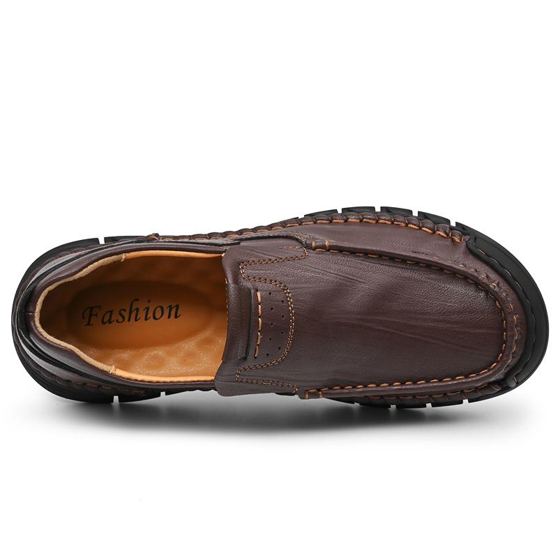 Men's Hand-stitched Leather Shoes Outdoor Casual Sneakers Large Size 39-46