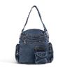 Vintage Denim Backpack Rivet Shoulder Bag Student Schoolbag Class Commuter Backpack