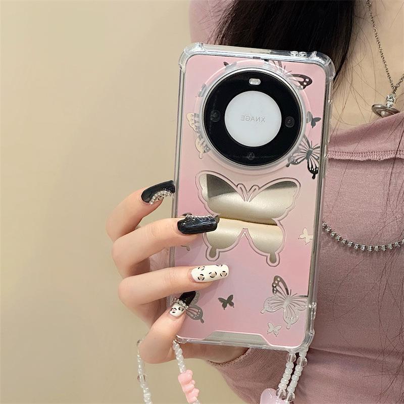 Huawei Mate60/P60 Mirror Phone Case with Bracelet - Compatible with Nova11 & Glory 80/90