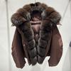 Womens Warm Puffer Jacket With Real Fox Fur Collar Loose Fit Short Winter Coat Daily Wear