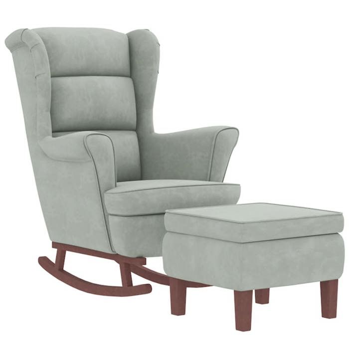 VidaXL Chaise à Bascule avec Pieds en Bois et Tabouret Fauteuil de Salon Relaxation Meuble de Salle de Séjour Chambre 3121230
