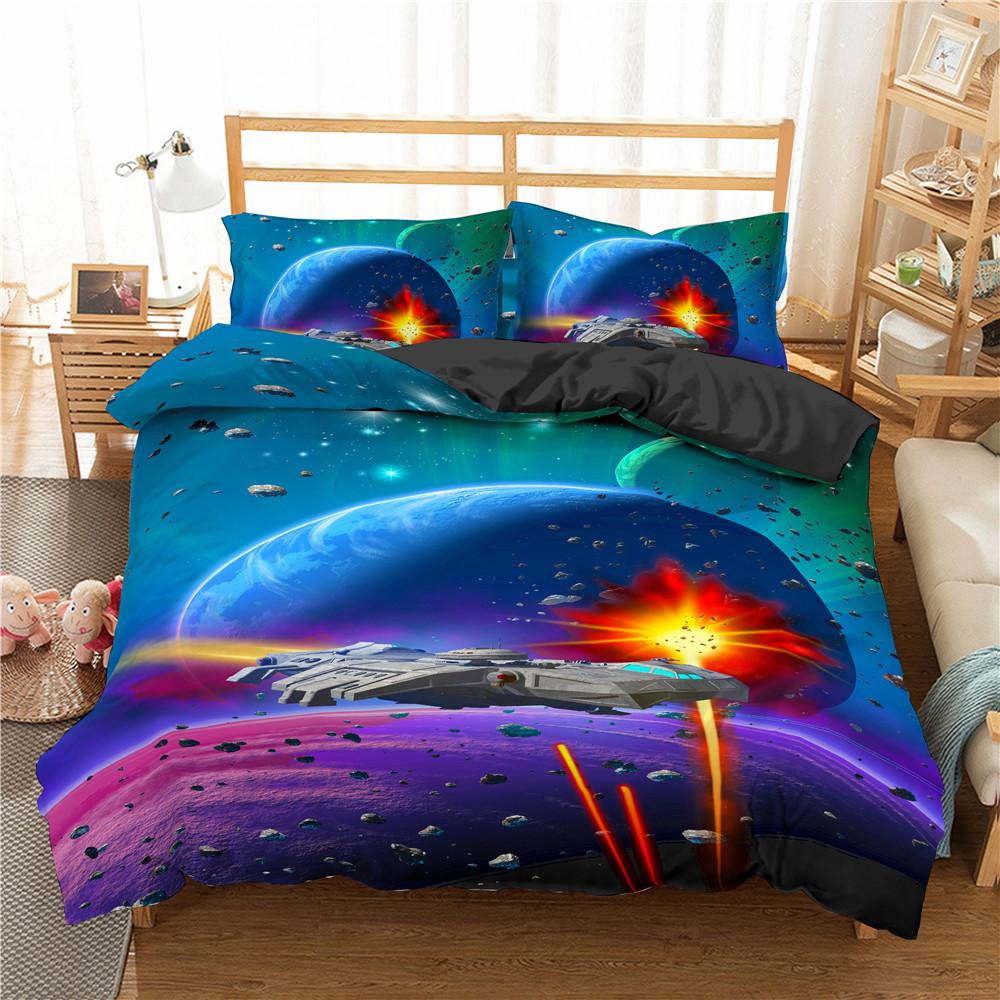 Comforter Starry Sky Galaxy Outer Space Bedding Set For Boys Girls Teen Cosmos Solar System Planet Comforter