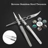 1/3Pack Ceramic Straight Tip Electronic Soldering Tweezers, Anti-Static Reverse Acid Resistant Precision Chuck Ceramic Tweezers