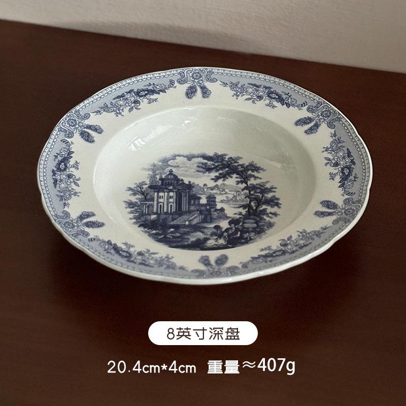 Retro Manor Ceramic Tableware Coffee Cups And Saucers Underglaze Color Ceramic Bowls And Plates Light Luxury Premium Plates Rice Bowls