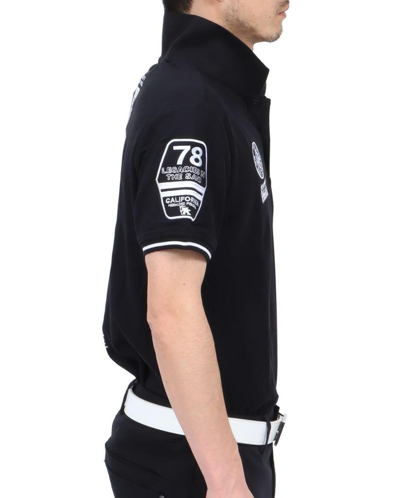 GATCHA Golf Pique Patch Basic Polo Shirt, Men's Unisex Short Sleeve Golf Shirt, Sportswear, Clothing, Black, Size L, 252GG1200