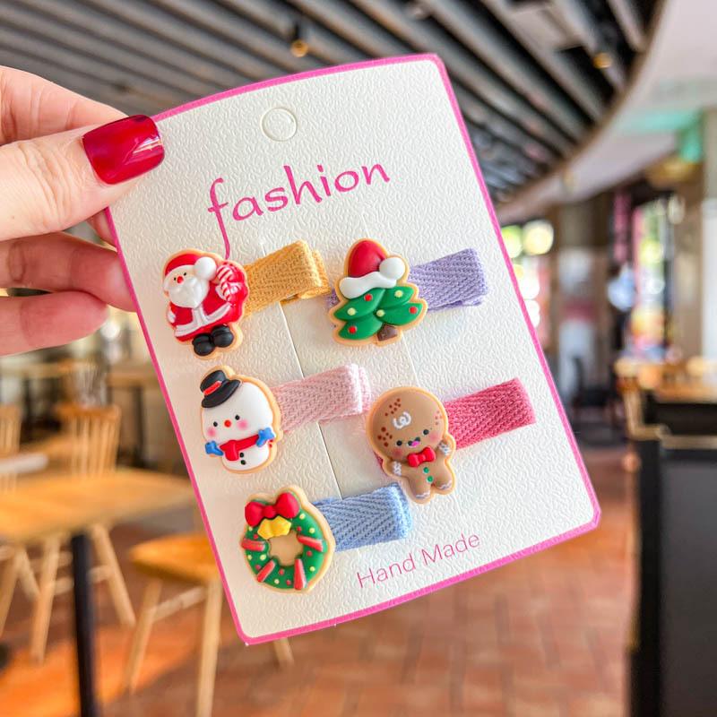 

Детская праздничная заколка для волос с Санта-Клаусом, милая заколка для волос в виде снеговика, рождественской елки, заколка с уткой, сумка для волос с тканевой заколкой для ребенка