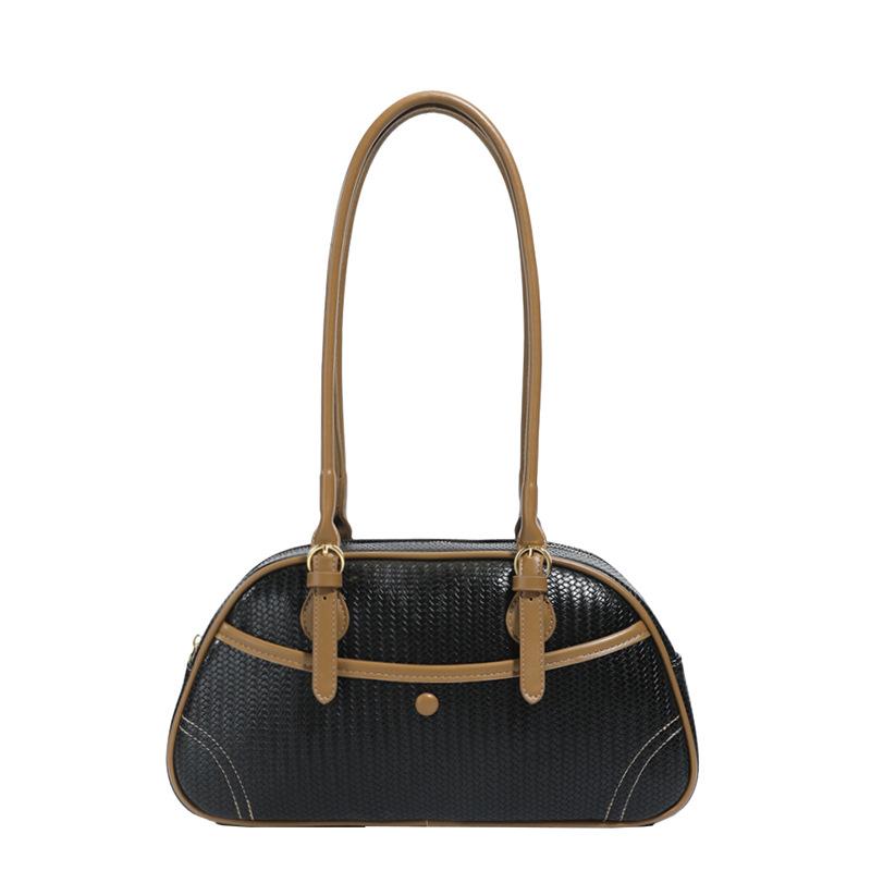 

Premium sense portable Boston bag women 2025 autumn and winter new retro foreign style shoulder bag fashion underarm bag чёрный