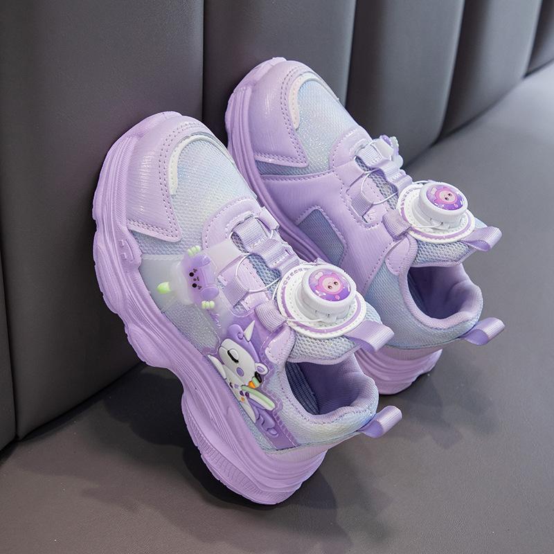 

Girls twist-button dad shoes, new model for older children, mesh breathable sports shoes, student running sneakers 26Code17CM фиолетовый