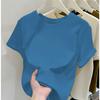 American Summer T-shirt Women's Shoulder Short Sleeves Summer Thin Round Neck Short Cotton Slim Fit Sweet and Spicy Tight Top