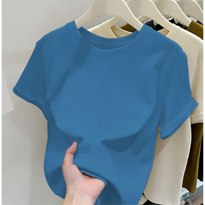 American Summer T-shirt Women's Shoulder Short Sleeves Summer Thin Round Neck Short Cotton Slim Fit Sweet and Spicy Tight Top
