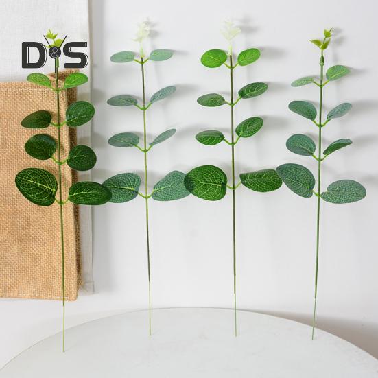 10Pcs Artificial Eucalyptus Leaves Branch with Stem Realistic Reusable Faux Green Plants Greenery Home Table Centerpiece Decoration Photo Props