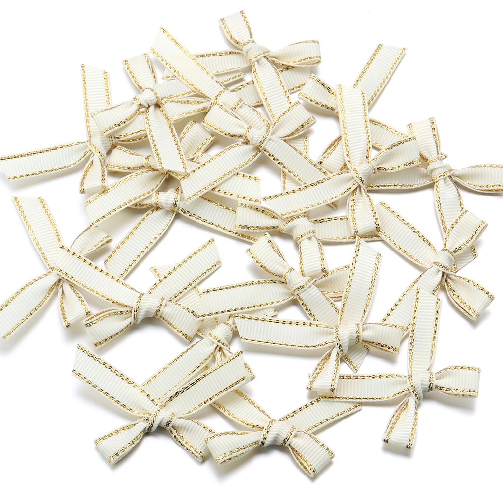 30pcs 4*5cm Polyester Satin Ribbon Bows Colourful Golden-edged Bowknots For Christmas Party DIY Clothing Headwear Gifts Decor