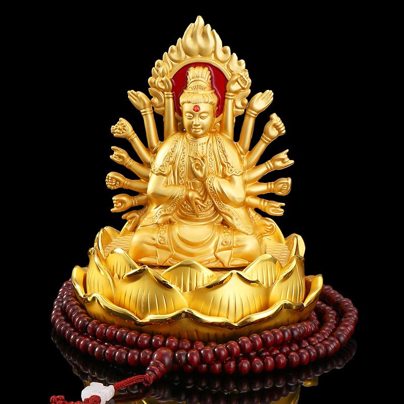 Alloy Lotus Guanyin Car Perfume Ornament - Thousand-hand Guanyin Interior Accessory