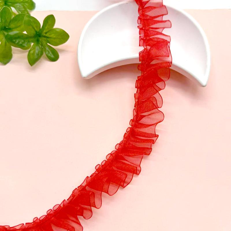 2cm White Powder Blue & Black Wrinkled Fungus Lace Gauze for DIY Bag, Toy, and Clothing Decoration