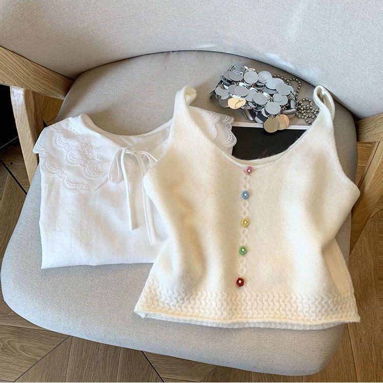 

2026 Spring/Summer Women s Anti-Aging Shirt & Dopamine Knit Vest Set M