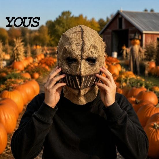 Scarecrow Latex Masque Halloween Masque, Adults Scary Full Head Honor Haunted House Role Play Cosplay Party Props for Costume, One Piece Elastic