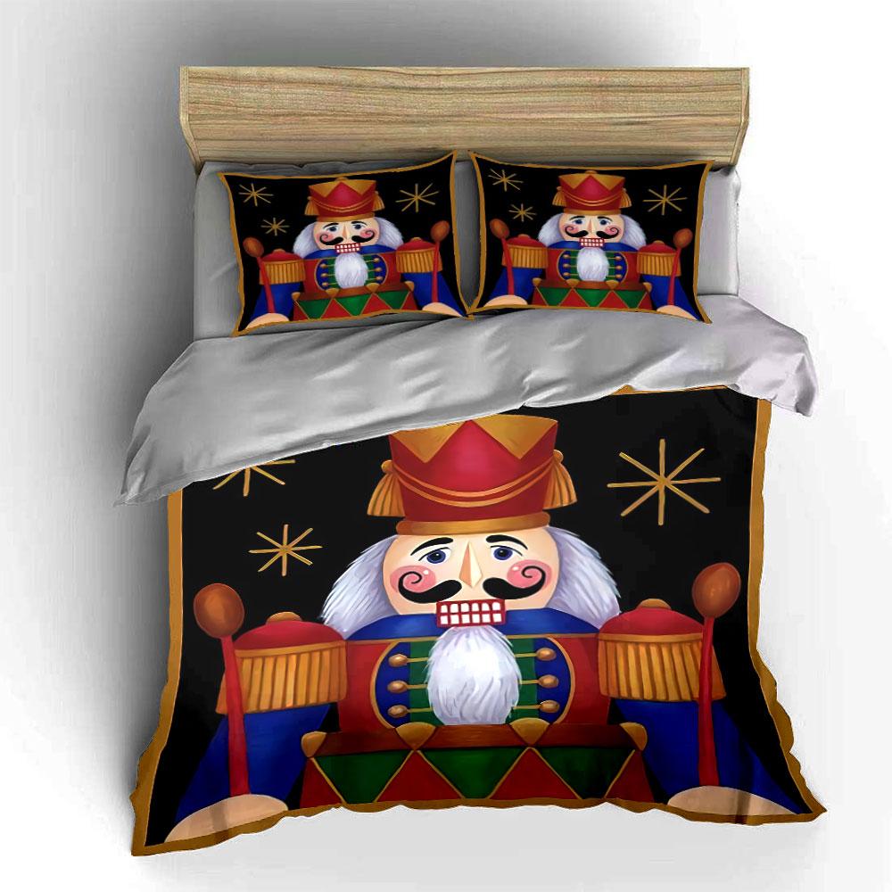 Nutcracker Soldier Design Bedding Duvet Cover Set Duvet Cover Pillowcases (1*Duvet Cover 2*Pillowcases, without duvet insert)