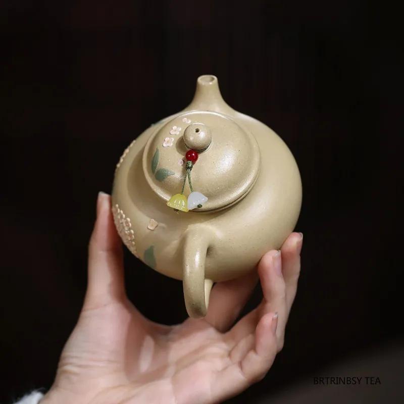 180ml Yixing Handmade Purple Clay Teapot Household Kettle Tradition Flowers Pattern Tea Pot Chinese Zisha Tea Set Teaware