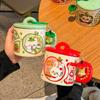 High-value Cute Animal Cup with Lid Spoon Creative Apple Ceramic Mug Girls Birthday Gift Souvenir