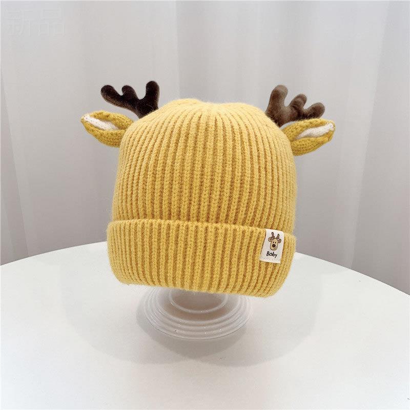 Infants and Toddlers Knitted Wool Hat Autumn and Winter Children's Christmas Antlers Thickened Warm Hat Ear Protector Pullover Hat 2080-1