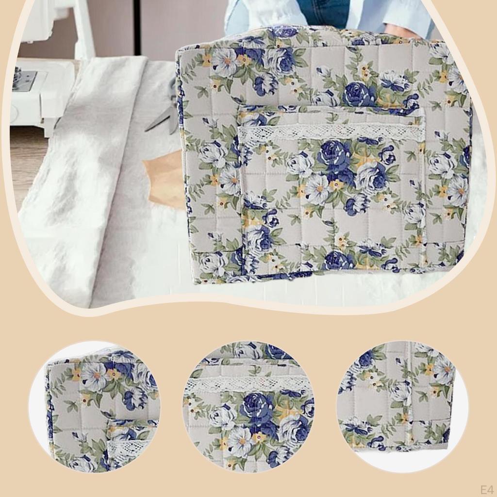 Cover for Sewing Machine, Elegant Tool Storage Bag with Floral Print And Pocket.