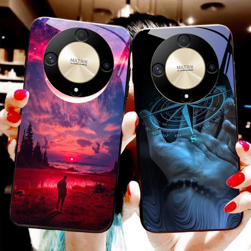 Lunar Astronauts For Honor Magic 6 50 70 90 Lite X7b 200 Pro Nova 10 Nova 5T X6 P30 Pura 70 Ultra Tempered Glass Phone Case