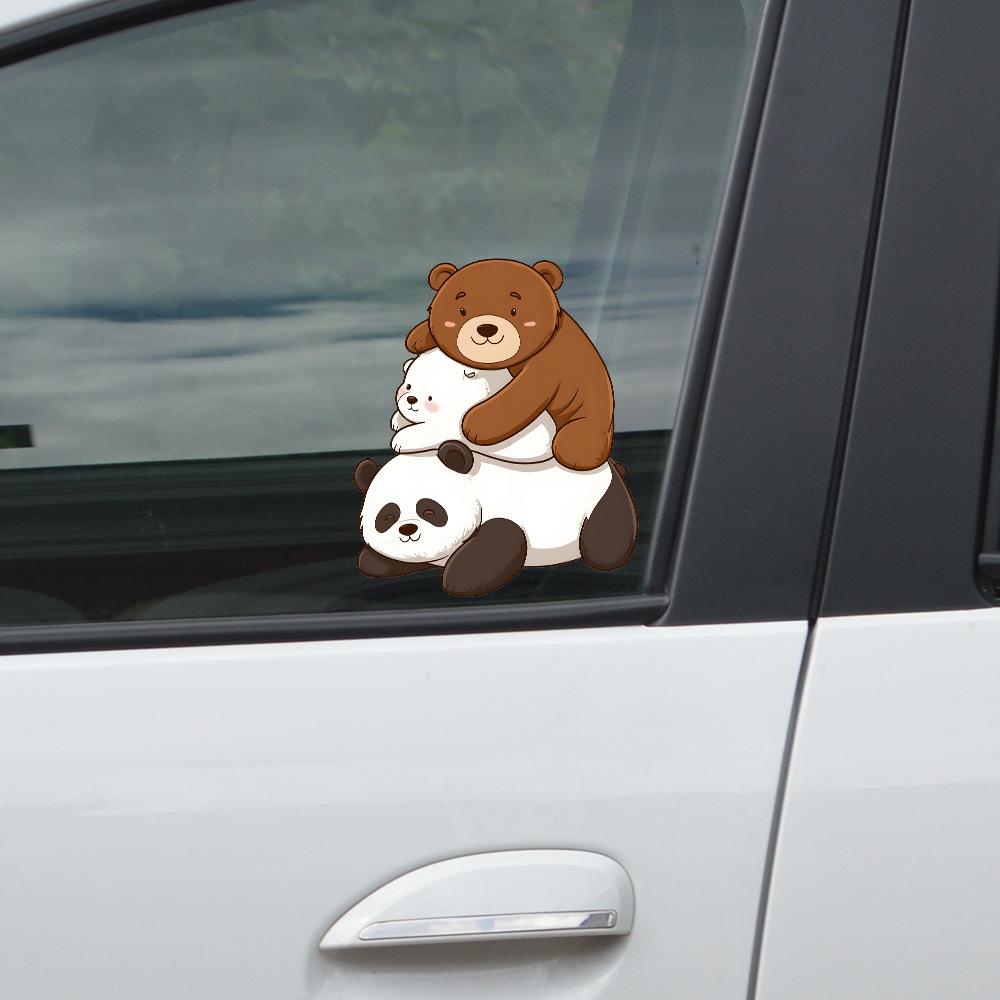 Cartoon Cute Animal Stacked Luohan Glass Car Beautification Decoration Window Stickers