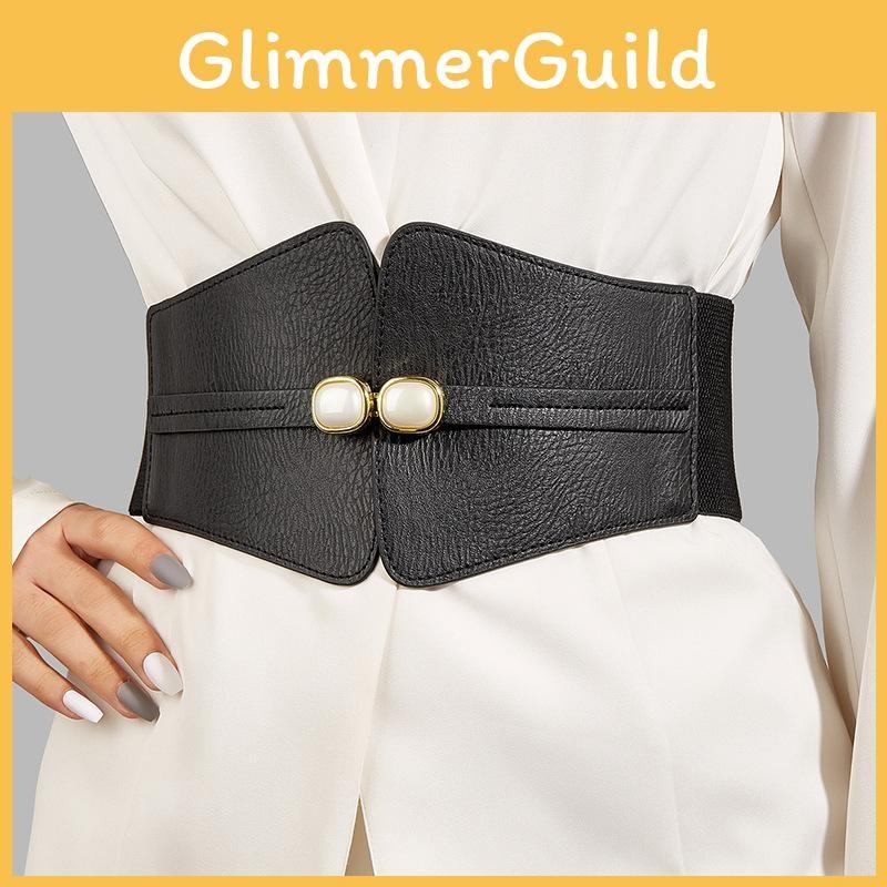 Gemstone Simulation Fashion Decoration Women Black Elastic Belt For Daily Use