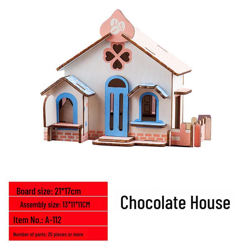 3D Holzpuzzle Hausmodell: Lernspielzeug für das frühe Lernen von Kindern