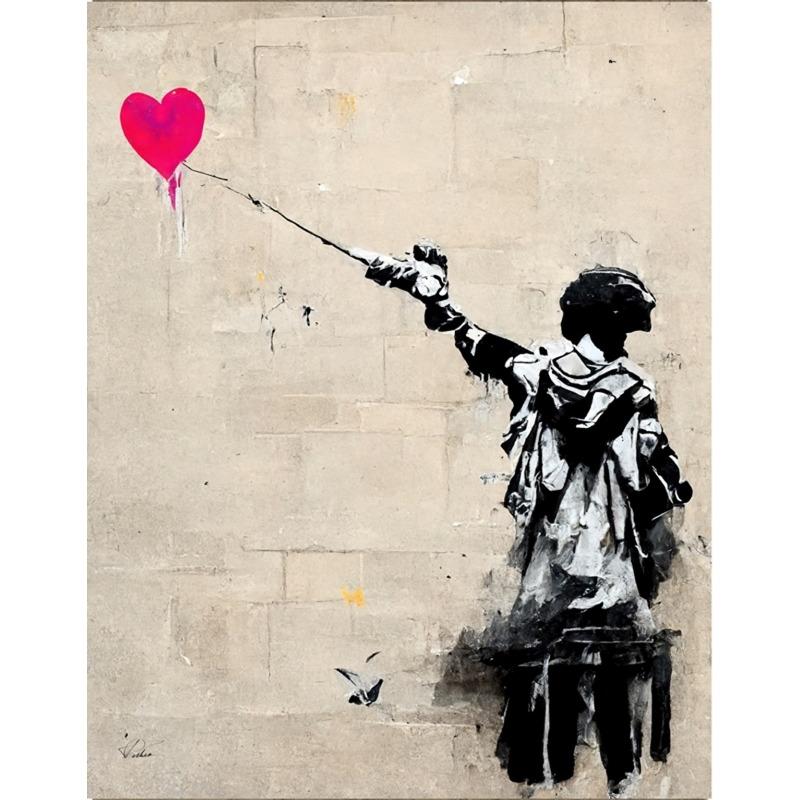 Pop Street Graffiti Veggkunst Banksy Gutt Jente med Ballong på Lerret Plakater og Trykk Maleri for Stue Hjemmeinnredning Gaver