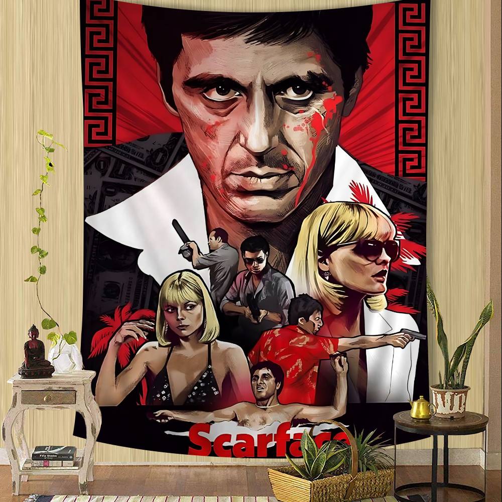 

Movie SScarface Hanging Bohemian Tapestry Indian Buddha Wall Decoration Witchcraft Bohemian Hippie Cheap Hippie Wall Hanging 74x94cm(29x37in)