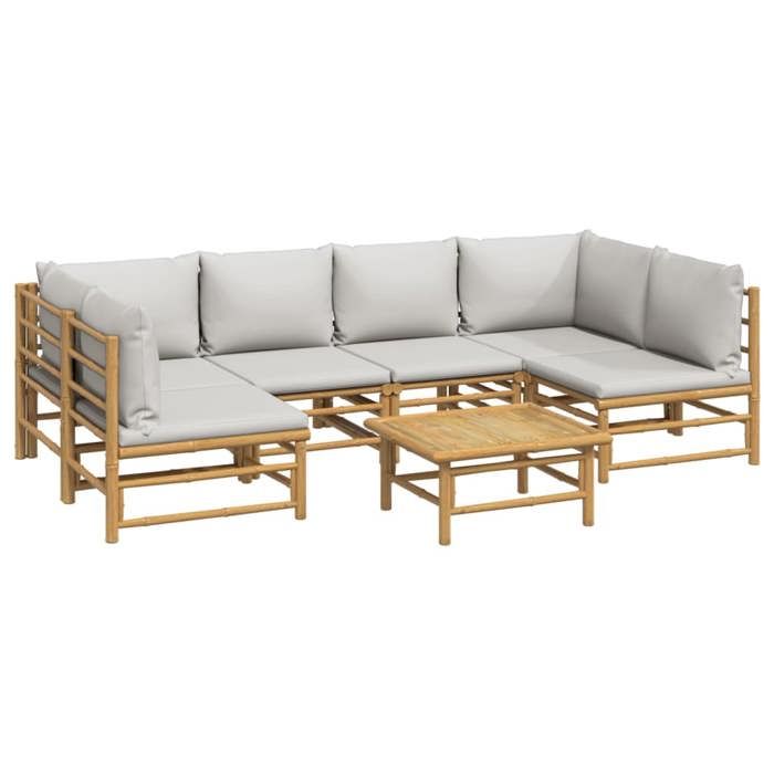 VidaXL Salon de jardin 7 pcs avec coussins gris clair bambou 3155102
