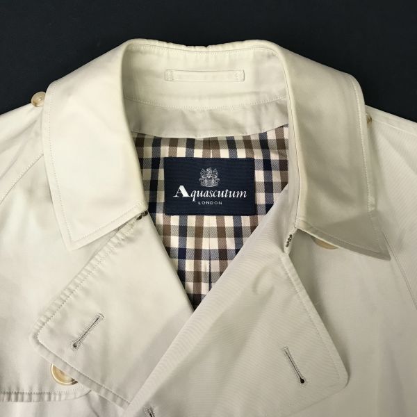 Made in Japan Aquascutum Checked Lining Trench Coat Light Beige M(USED)